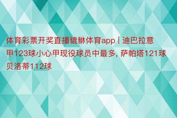 体育彩票开奖直播貔貅体育app | 迪巴拉意甲123球小心甲现役球员中最多, 萨帕塔121球贝洛蒂1