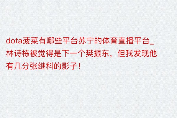 dota菠菜有哪些平台苏宁的体育直播平台_林诗栋被觉得是下一个樊振东，但我发现他有几分张继科的影子！